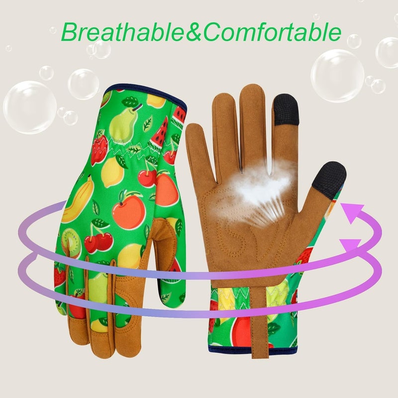 MERTURN Store Leather Gardening Gloves for Women Thorn Proof Garden Gloves Touch Screen Working Gloves Gifts,M - Image 4
